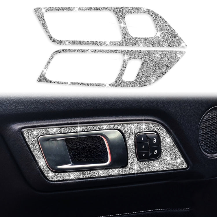 For Ford Mustang 2015-2020 2pcs Car Door Inner Handle Panel Diamond Decoration Sticker, Left Drive by buy2fix