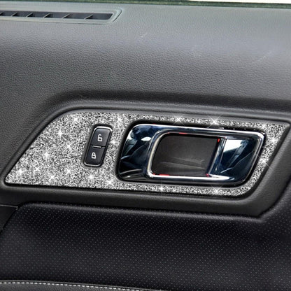 For Ford Mustang 2015-2020 2pcs Car Door Inner Handle Panel Diamond Decoration Sticker, Left Drive by buy2fix