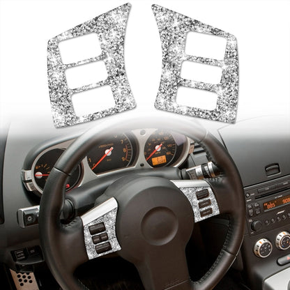 For Nissan 350Z 2003-2009 2pcs Car Steering Wheel Button Frame A Diamond Sticker,Left and Right Drive Universal by buy2fix