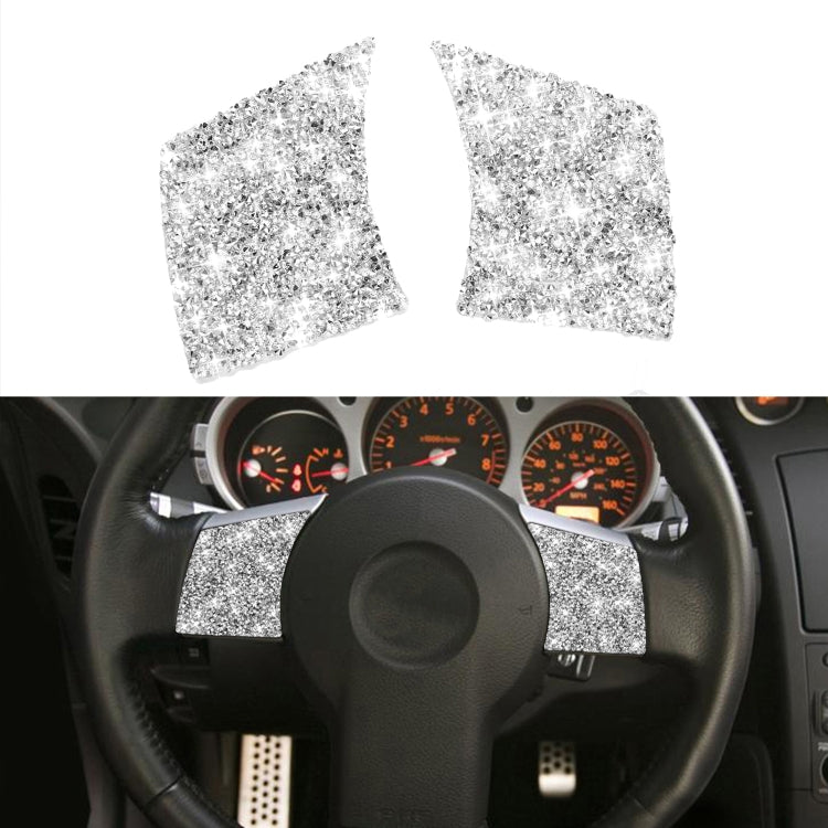 For Nissan 350Z 2003-2009 2pcs Car Steering Wheel Button Frame B Diamond Sticker,Left and Right Drive Universal by buy2fix