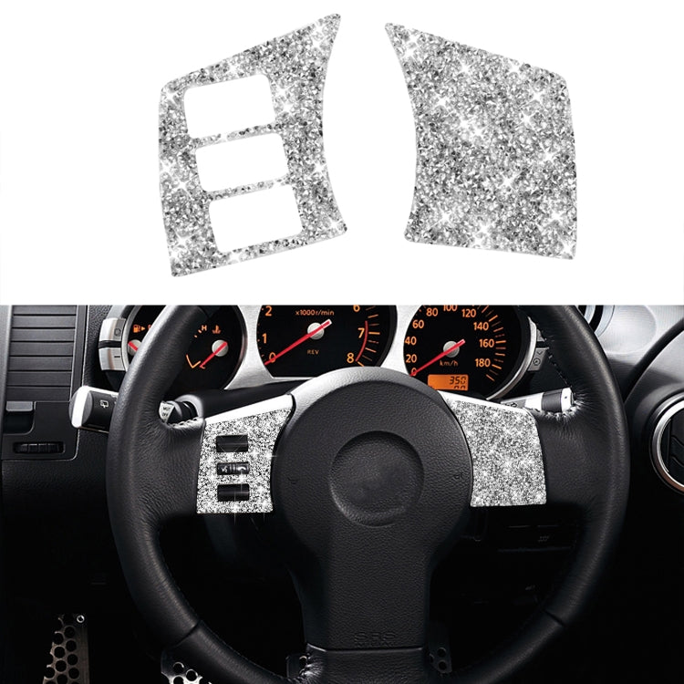 For Nissan 350Z 2003-2009 2pcs Car Steering Wheel Button Frame C Diamond Sticker,Left and Right Drive Universal by buy2fix