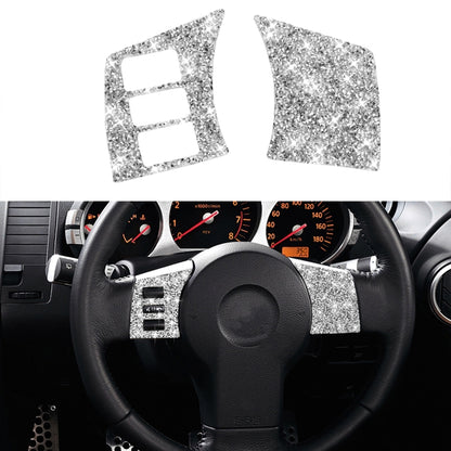 For Nissan 350Z 2003-2009 2pcs Car Steering Wheel Button Frame C Diamond Sticker,Left and Right Drive Universal by buy2fix