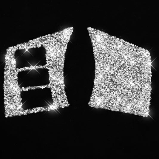 For Nissan 350Z 2003-2009 2pcs Car Steering Wheel Button Frame C Diamond Sticker,Left and Right Drive Universal by buy2fix