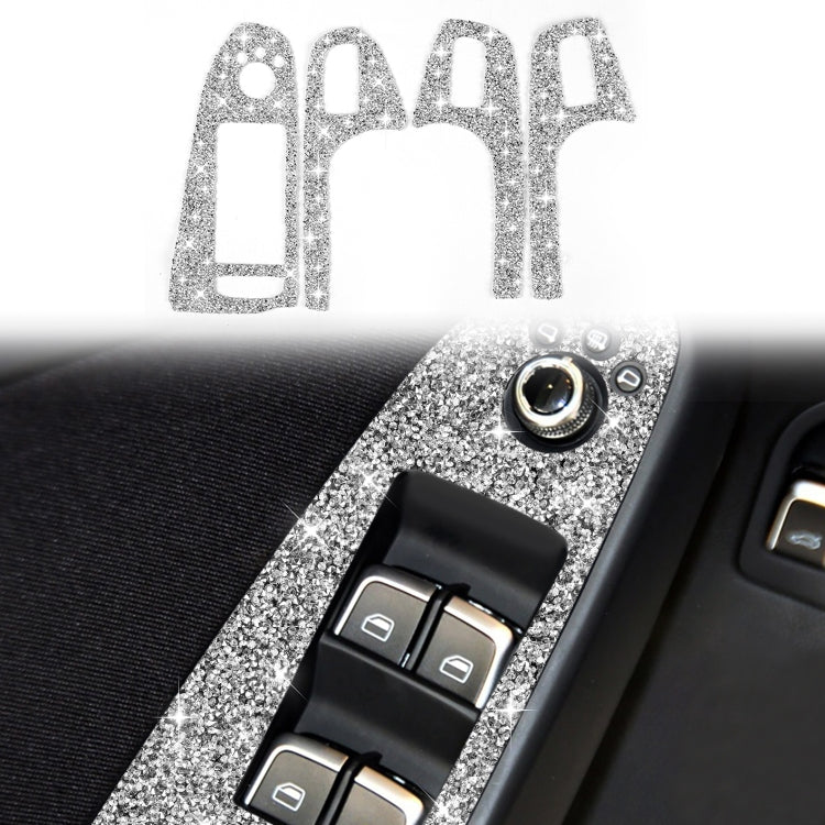 For Audi A4 / A5 / Q5 Car Door Lift Control Panel Diamond Decoration Sticker, Left Drive Low Configured by buy2fix