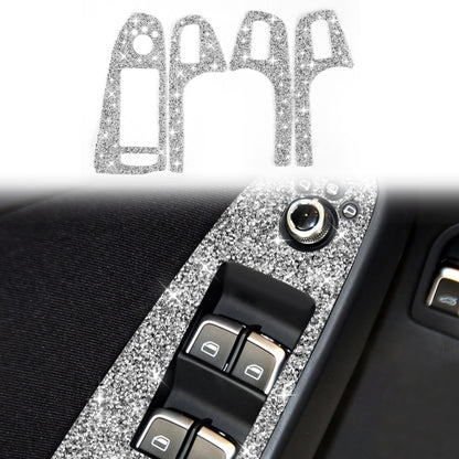 For Audi A4 / A5 / Q5 Car Door Lift Control Panel Diamond Decoration Sticker, Left Drive Low Configured by buy2fix