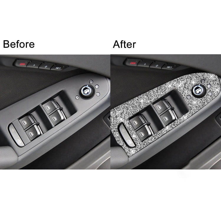 For Audi A4 / A5 / Q5 Car Door Lift Control Panel Diamond Decoration Sticker, Left Drive High Configured by buy2fix