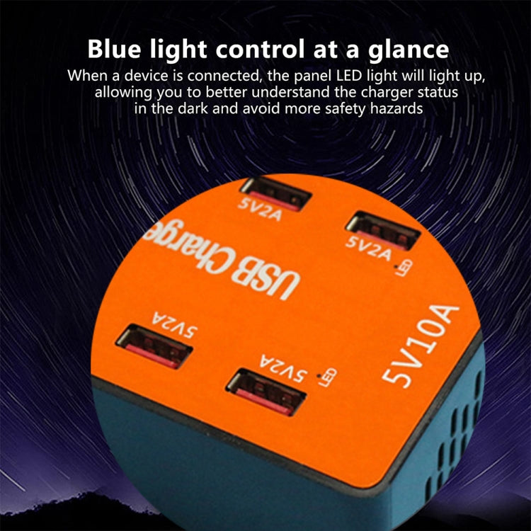 A5B 50W 10 Ports USB Smart Charging Station with Indicator Light(EU Plug) by buy2fix