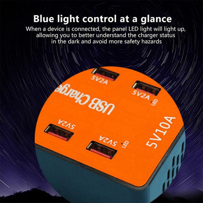 A5B 50W 10 Ports USB Smart Charging Station with Indicator Light(AU Plug) by buy2fix