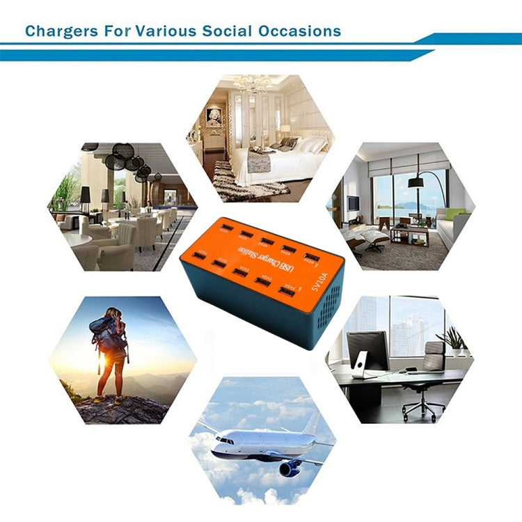 A5B 50W 10 Ports USB Smart Charging Station with Indicator Light(US Plug) by buy2fix