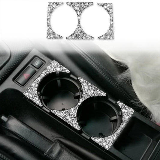 For BMW Series 3 E46 1998-2005 Car Water Cup Holder Panel Diamond Decoration Sticker, Left and Right Drive by buy2fix