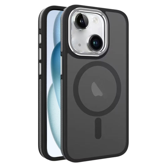For iPhone 15 Plus Two-color Frosted MagSafe Magnetic Phone Case(Black) - iPhone 15 Plus Cases by buy2fix | Online Shopping UK | buy2fix