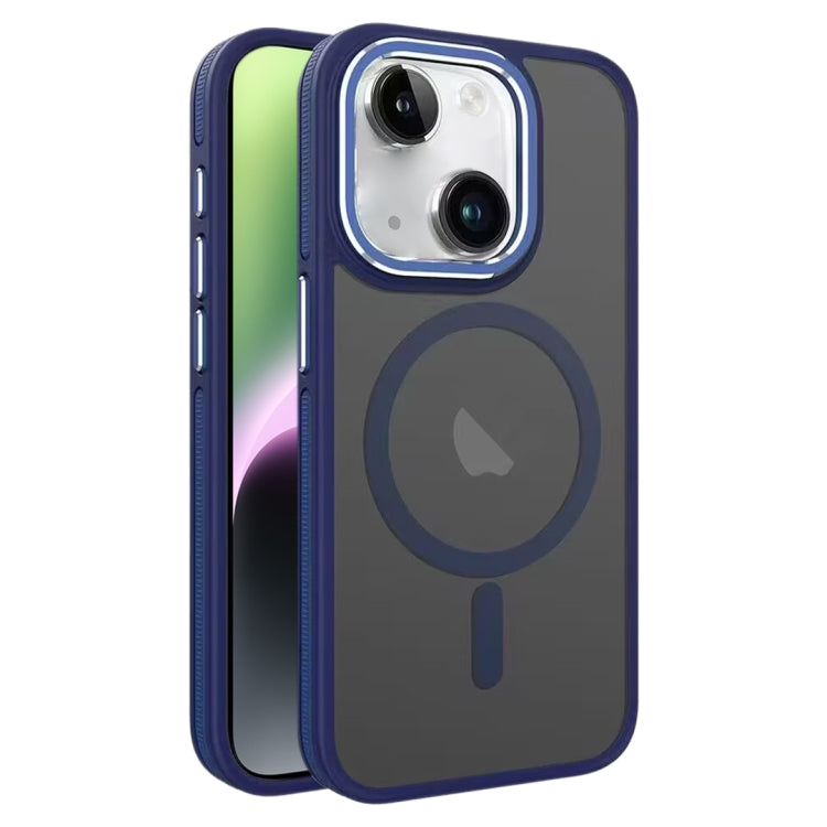 For iPhone 14 / 13 Two-color Frosted MagSafe Magnetic Phone Case(Blue) by buy2fix
