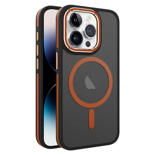 For iPhone 14 Pro Two-color Frosted MagSafe Magnetic Phone Case(Orange) - iPhone 14 Pro Cases by buy2fix | Online Shopping UK | buy2fix
