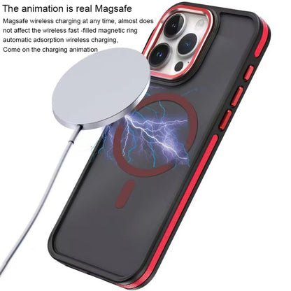 For iPhone 11 Pro Max Two-color Frosted MagSafe Magnetic Phone Case(Black) by buy2fix