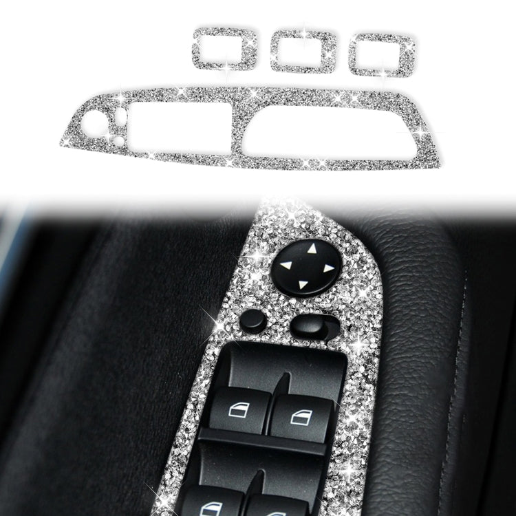 For BMW X5 E70 2008-2013 / X6 E71 2009-2014 Car Window Lift Panel Diamond Decoration Sticker, High Configuration Left Drive by buy2fix