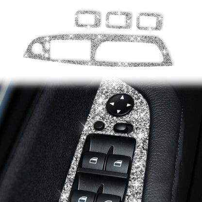 For BMW X5 E70 2008-2013 / X6 E71 2009-2014 Car Window Lift Panel Diamond Decoration Sticker, High Configuration Left Drive by buy2fix