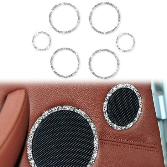 For BMW E70 2008-2013 / E71 2008-2014 6pcs Car Horn Circle Diamond Decoration Sticker, Left and Right Drive by buy2fix