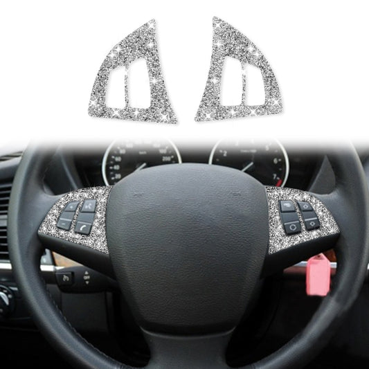 For BMW X5 E70 2008-2013 2pcs Car Steering Wheel Buttons Diamond Decoration Sticker, Left and Right Drive by buy2fix