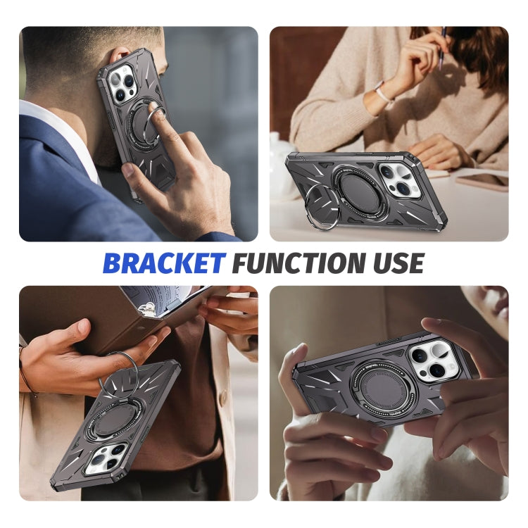 For iPhone 14/13 MagSafe Magnetic Shockproof Phone Case with Ring Holder(Dark Grey) by buy2fix