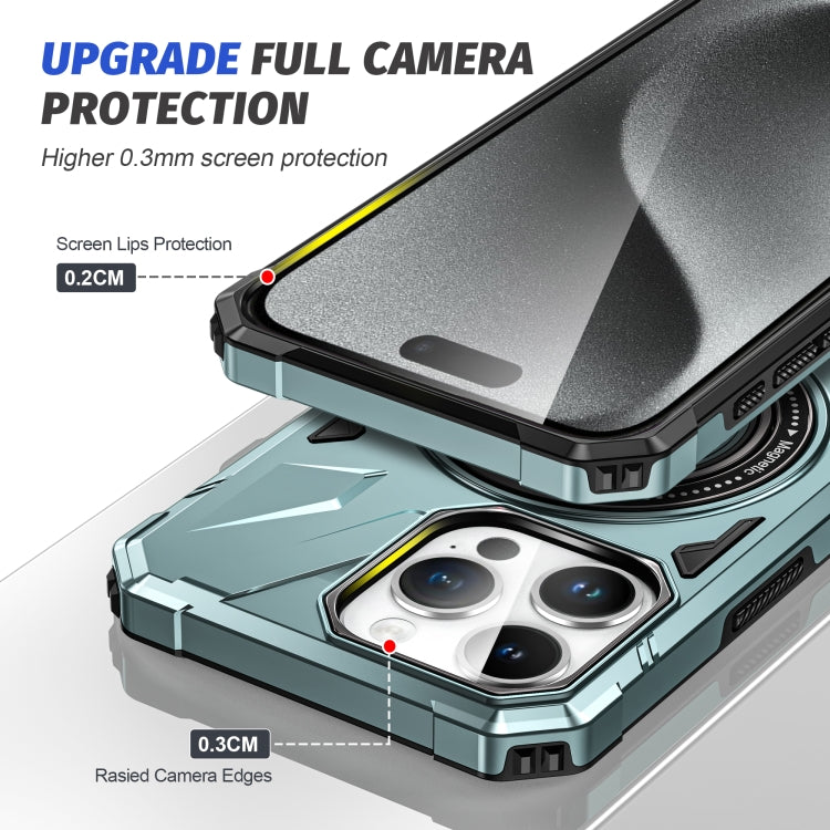 For iPhone 12/12 Pro MagSafe Magnetic Shockproof Phone Case with Ring Holder(Green) by buy2fix