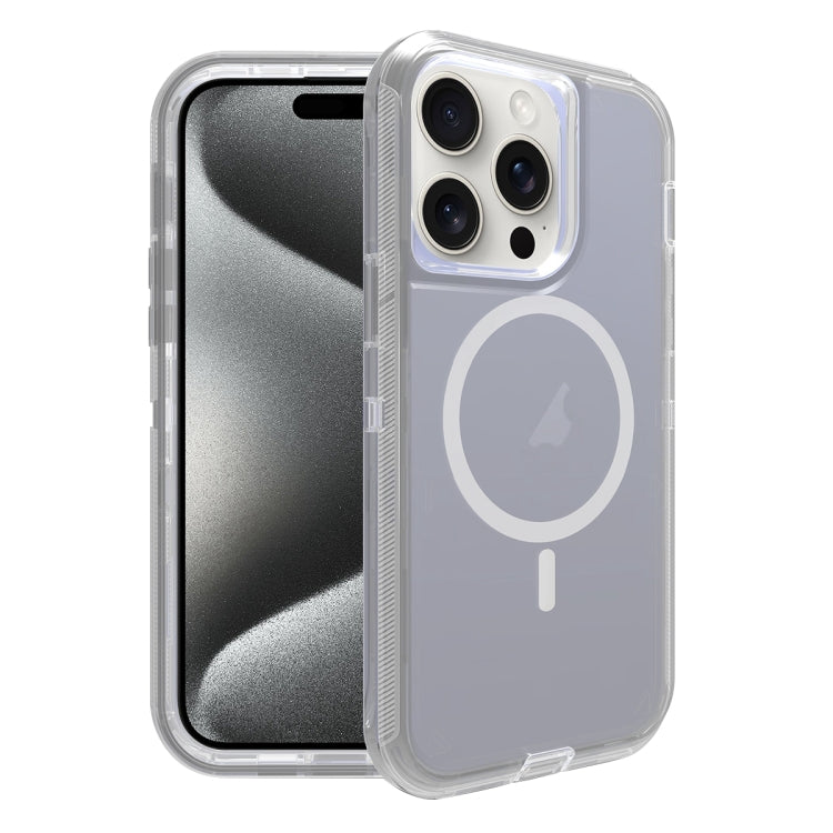 For iPhone 15 Pro Max Shockproof MagSafe Magnetic Phone Case(Transparent Grey) - iPhone 15 Pro Max Cases by buy2fix | Online Shopping UK | buy2fix