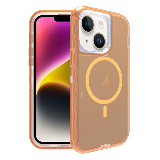 For iPhone 14 Plus Shockproof MagSafe Magnetic Phone Case(Transparent Gold) - iPhone 14 Plus Cases by buy2fix | Online Shopping UK | buy2fix