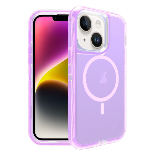 For iPhone 14 Shockproof MagSafe Magnetic Phone Case(Transparent Purple) - iPhone 14 Cases by buy2fix | Online Shopping UK | buy2fix