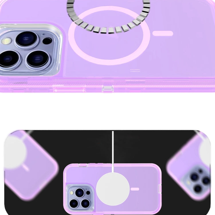 For iPhone 14 Shockproof MagSafe Magnetic Phone Case(Transparent Purple) - iPhone 14 Cases by buy2fix | Online Shopping UK | buy2fix