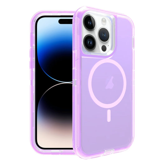 For iPhone 14 Pro Shockproof MagSafe Magnetic Phone Case(Transparent Purple) - iPhone 14 Pro Cases by buy2fix | Online Shopping UK | buy2fix