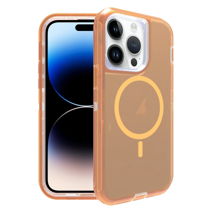 For iPhone 14 Pro Max Shockproof MagSafe Magnetic Phone Case(Transparent Gold) - iPhone 14 Pro Max Cases by buy2fix | Online Shopping UK | buy2fix