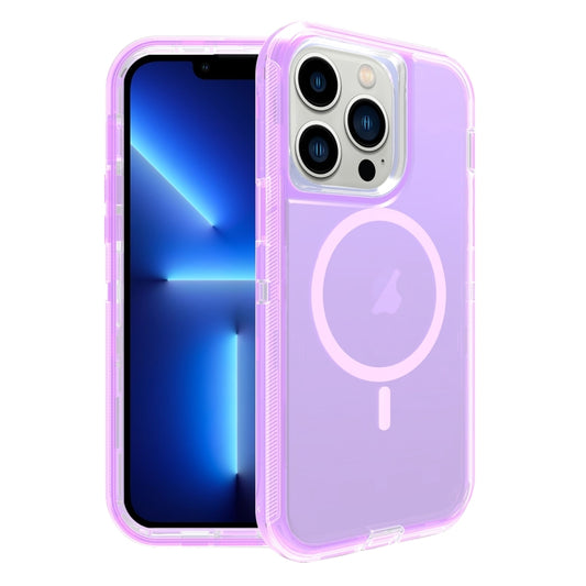 For iPhone 13 Pro Shockproof MagSafe Magnetic Phone Case(Transparent Purple) - iPhone 13 Pro Cases by buy2fix | Online Shopping UK | buy2fix