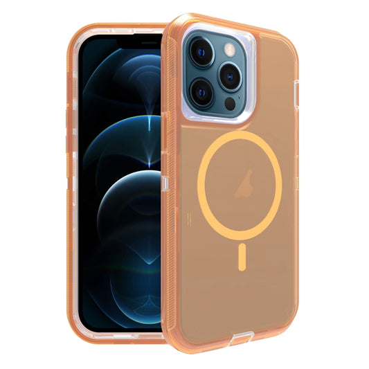 For iPhone 12 Pro Max Shockproof MagSafe Magnetic Phone Case(Transparent Gold) - iPhone 12 Pro Max Cases by buy2fix | Online Shopping UK | buy2fix