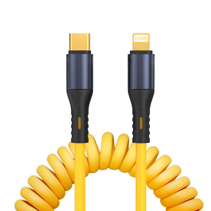 XJ-U101 USB-C / Type-C to 8 Pin Spring Charging Data Cable, Length: 1.5m(Yellow) by buy2fix