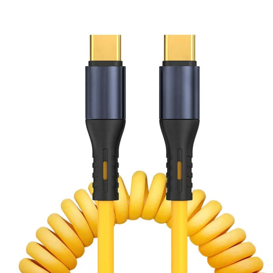 XJ-U101 USB-C / Type-C to USB-C / Type-C Spring Charging Data Cable, Length: 1.5m(Yellow) by buy2fix