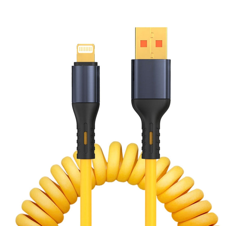 XJ-U101 USB to 8 Pin Spring Charging Data Cable, Length: 1.5m(Yellow) by buy2fix