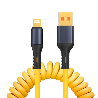XJ-U101 USB to 8 Pin Spring Charging Data Cable, Length: 1.5m(Yellow) by buy2fix
