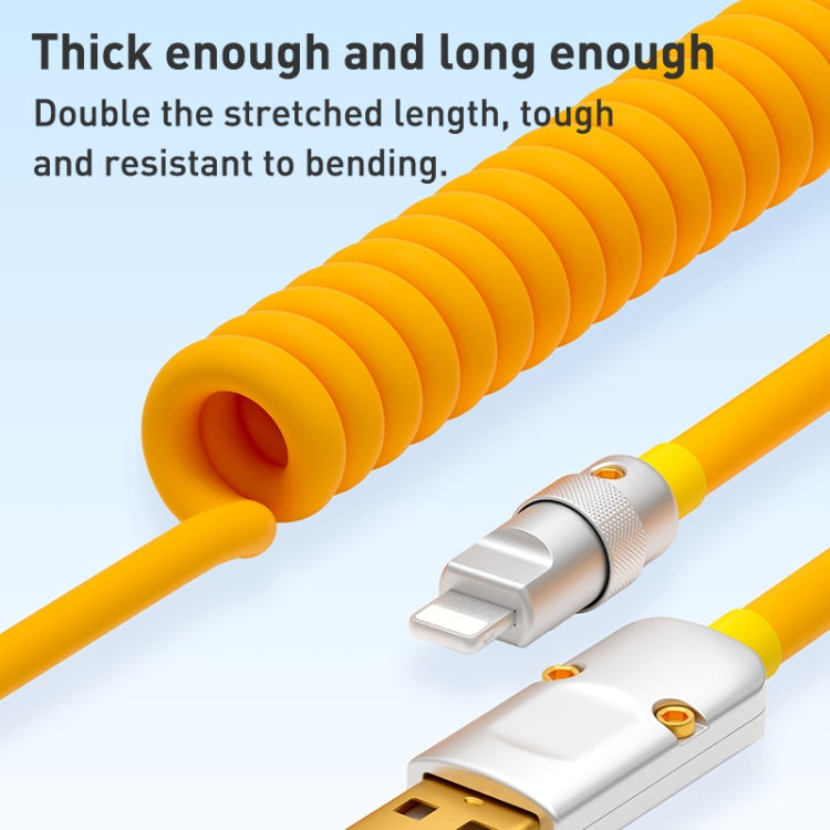 XJ-U101 USB to 8 Pin Spring Charging Data Cable, Length: 1.5m(Yellow) by buy2fix