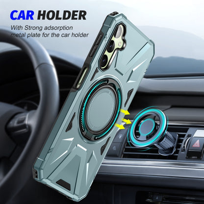 For Samsung Galaxy A14 4G/5G MagSafe Magnetic Shockproof Phone Case with Ring Holder(Green) by buy2fix