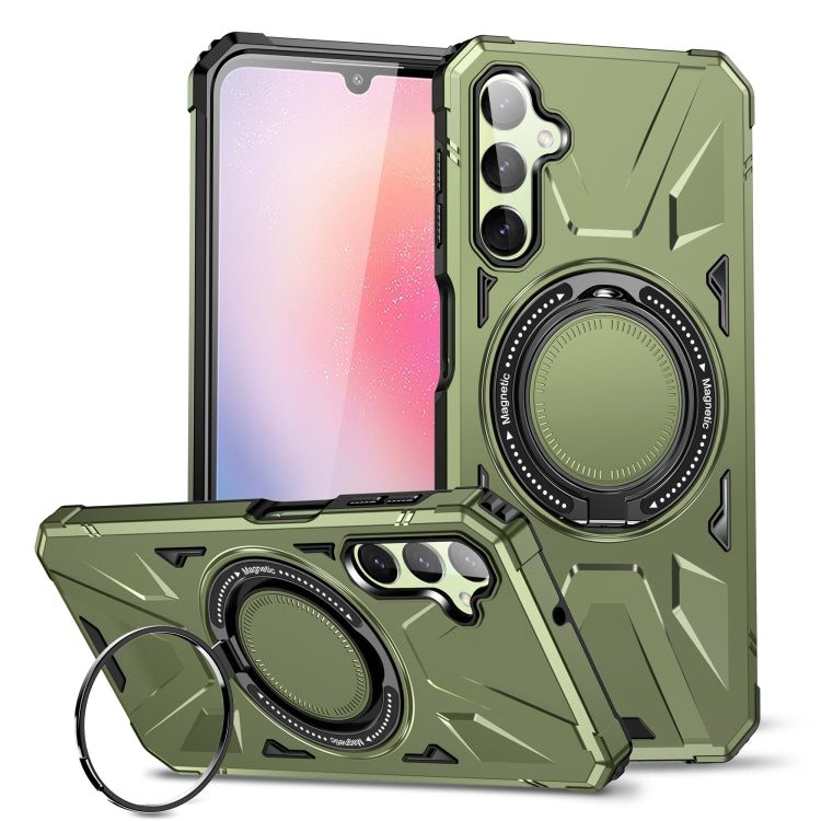 For Samsung Galaxy A14 4G/5G MagSafe Magnetic Shockproof Phone Case with Ring Holder(Dark Green) by buy2fix