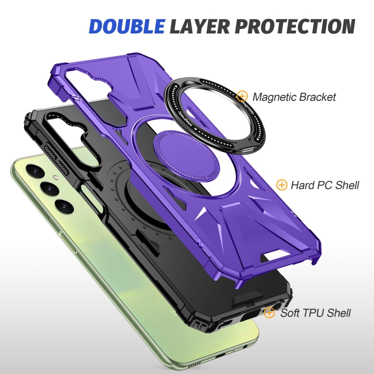 For Samsung Galaxy A14 4G/5G MagSafe Magnetic Shockproof Phone Case with Ring Holder(Purple) by buy2fix