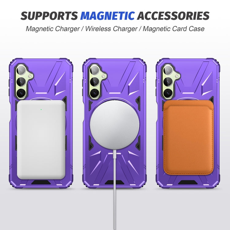 For Samsung Galaxy A14 4G/5G MagSafe Magnetic Shockproof Phone Case with Ring Holder(Purple) by buy2fix