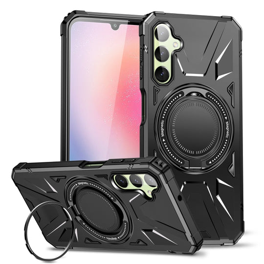 For Samsung Galaxy A24 5G MagSafe Magnetic Shockproof Phone Case with Ring Holder(Black)