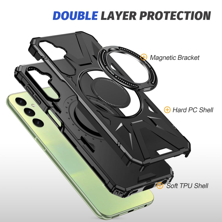 For Samsung Galaxy A24 5G MagSafe Magnetic Shockproof Phone Case with Ring Holder(Black) by buy2fix