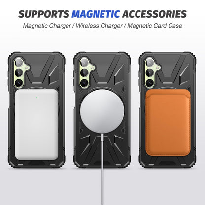 For Samsung Galaxy A24 5G MagSafe Magnetic Shockproof Phone Case with Ring Holder(Black) by buy2fix