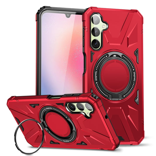 For Samsung Galaxy A24 5G MagSafe Magnetic Shockproof Phone Case with Ring Holder(Red) by buy2fix