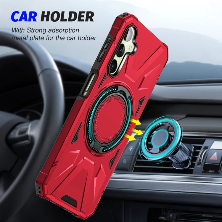 For Samsung Galaxy A24 5G MagSafe Magnetic Shockproof Phone Case with Ring Holder(Red) by buy2fix