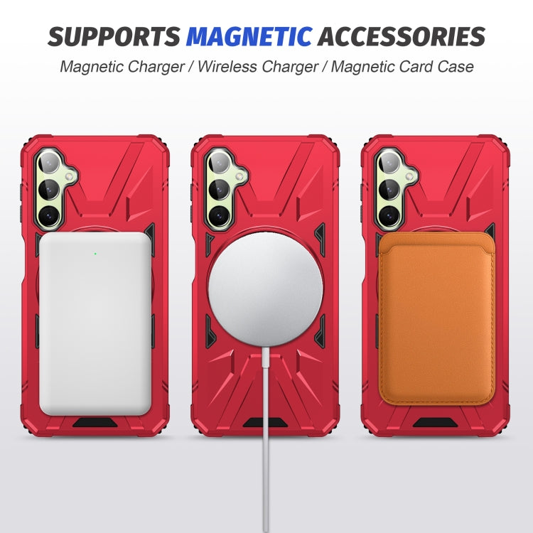 For Samsung Galaxy A24 5G MagSafe Magnetic Shockproof Phone Case with Ring Holder(Red) by buy2fix