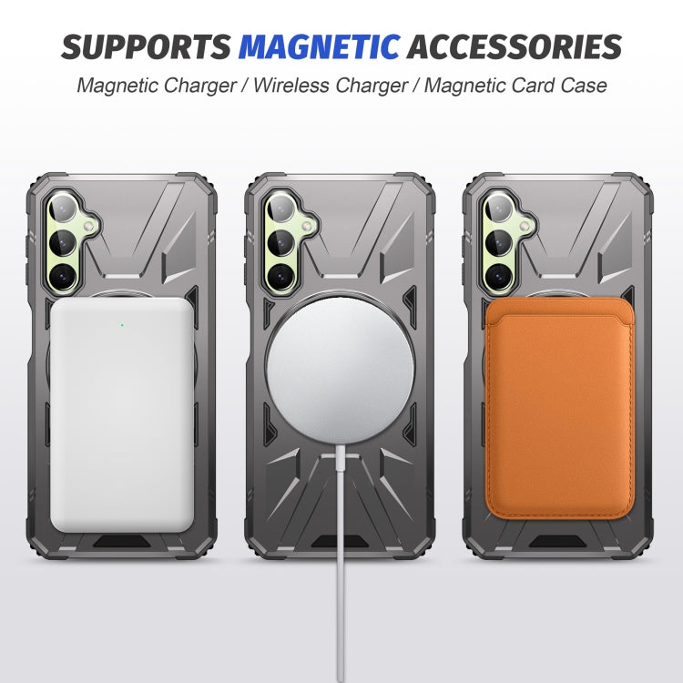 For Samsung Galaxy A24 5G MagSafe Magnetic Shockproof Phone Case with Ring Holder(Dark Grey) by buy2fix