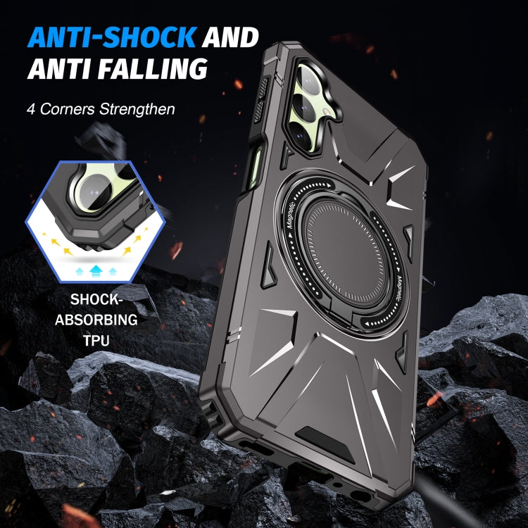 For Samsung Galaxy A24 5G MagSafe Magnetic Shockproof Phone Case with Ring Holder(Dark Grey) by buy2fix