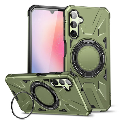 For Samsung Galaxy A24 5G MagSafe Magnetic Shockproof Phone Case with Ring Holder(Dark Green) by buy2fix